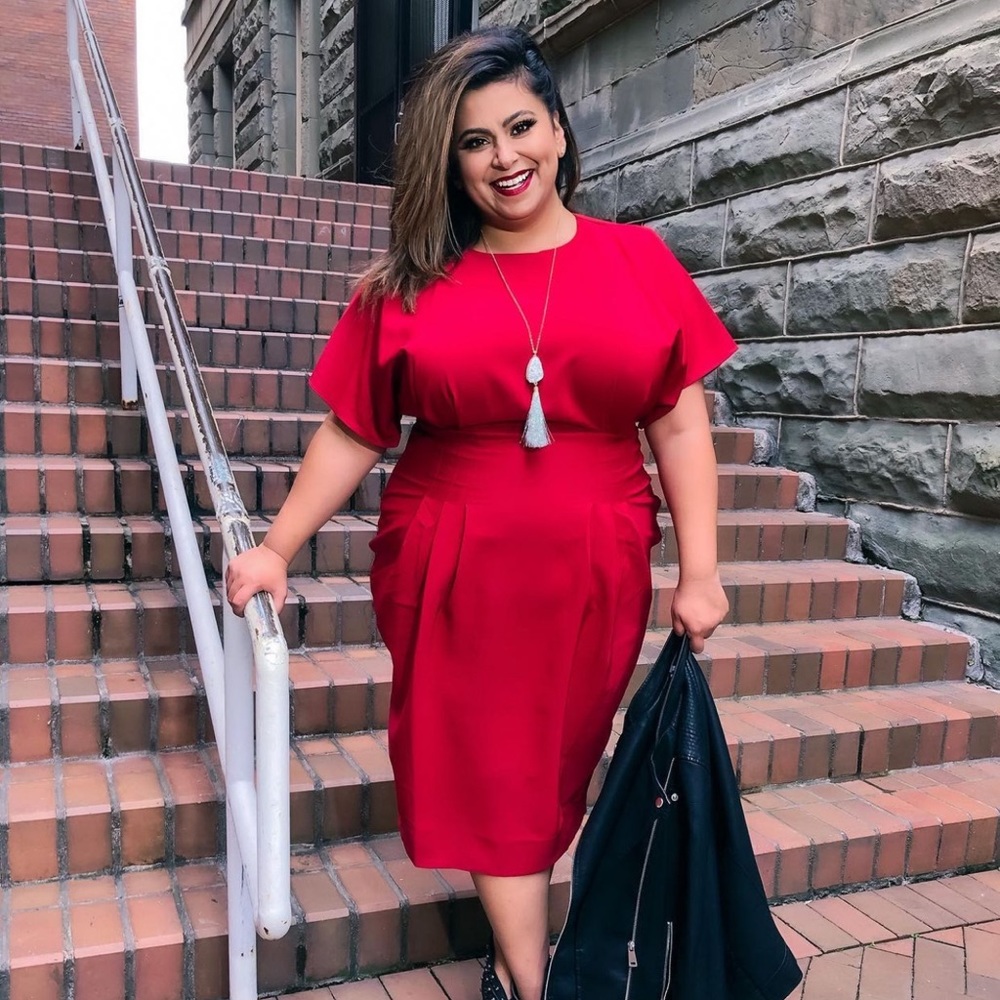 ASOS Curve Dark Red Shortsleeved Dress